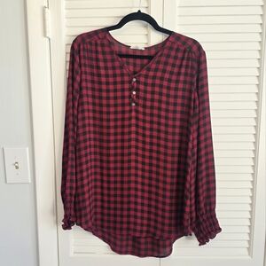 Maurices Red and Black Checkered Top